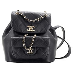 Chanel Duma Drawstring Backpack Quilted Shiny Aged Calfskin Small