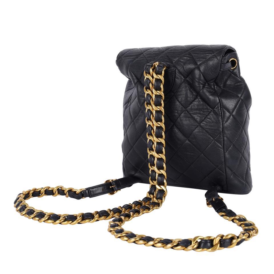 Chanel - Duma - Sac à dos en cuir d'agneau matelassé - Noir Bon état - En vente à Salt Lake Cty, UT