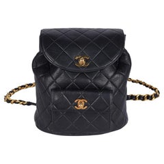 Chanel Duma Quilted Lambskin Leather Backpack Black