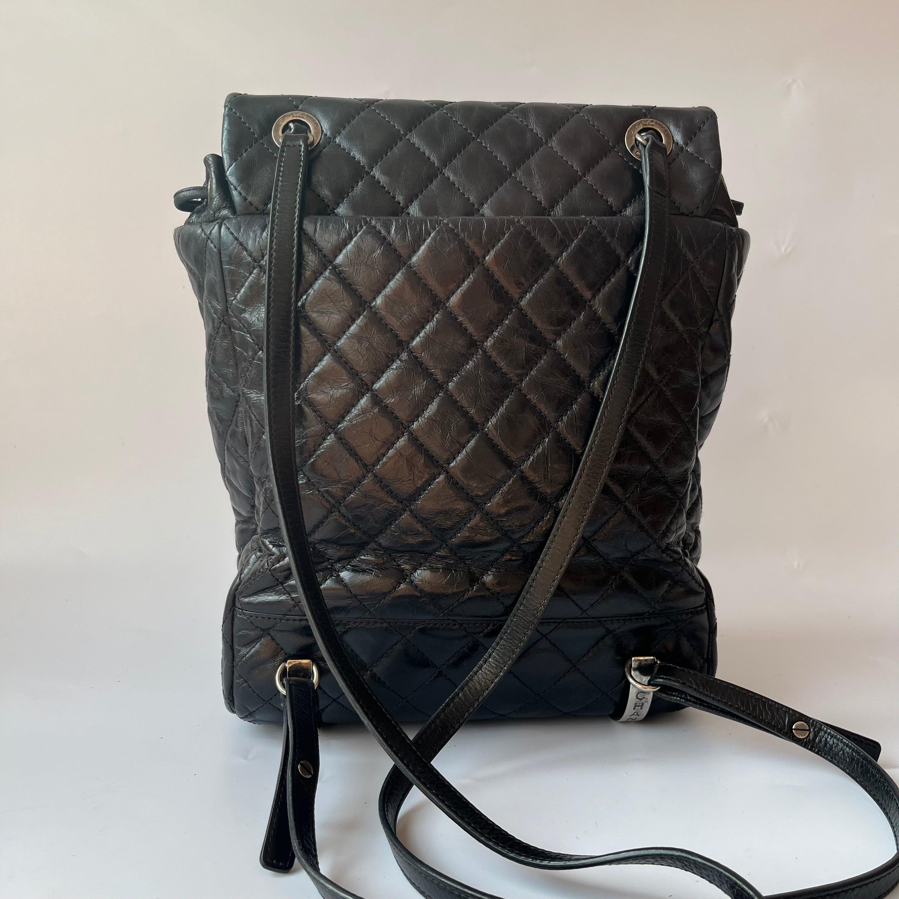 Chanel Duma Quilted Mountain Backpack Lambskin Leather Black Silver Hardware, 2015-206

  CONDITION: VERY GOOD 
  Light creases on the bottom and light scratches on the back of the bag. Light scratches to the hardware. Creases on the leather. 
 