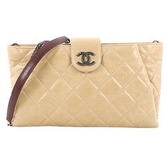 Chanel Duo Color Chain Clutch Quilted Glazed Calfskin