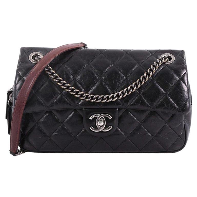 Chanel Duo Color Flap Bag Quilted Aged Calfskin Medium at 1stDibs
