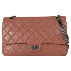 CHANEL dusty pink Aged calfskin leather 2.55 REISSUE MAXI FLAP Shoulder Bag