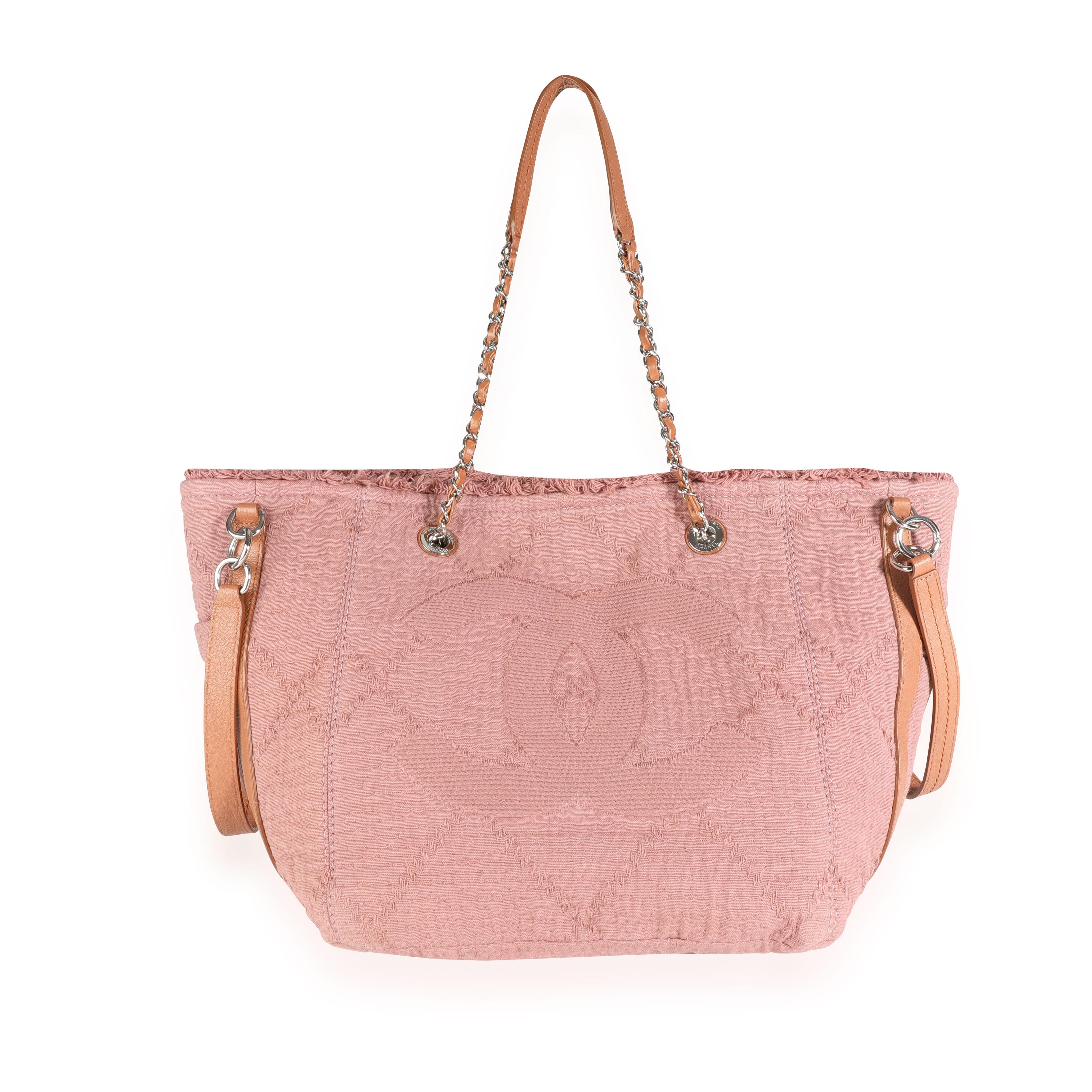 Chanel Dusty Rose Double Face Fringe Deauville Tote In Good Condition In New York, NY