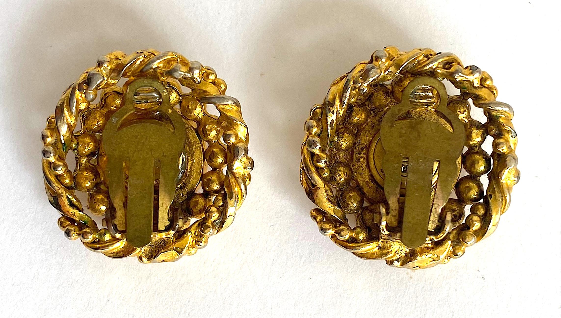 Chanel /early 1980s Gold Bottom Earrings wit Large Rhinestone In Good Condition In New York, NY