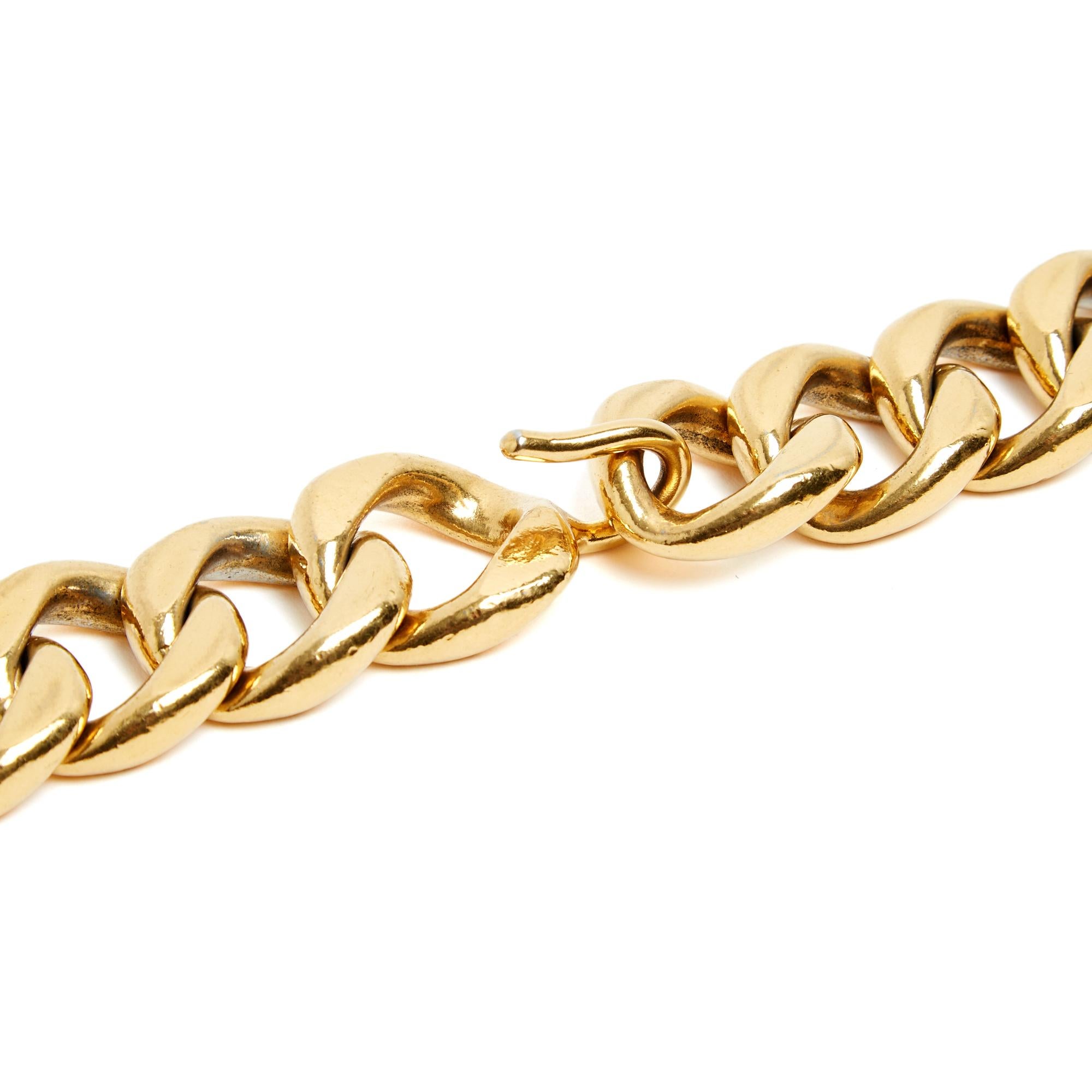 Chanel frühen 1990er Jahren Ceinture Sautoir T80 ID Maxi Chainlink Gürtel 32in Halskette (Orange) im Angebot