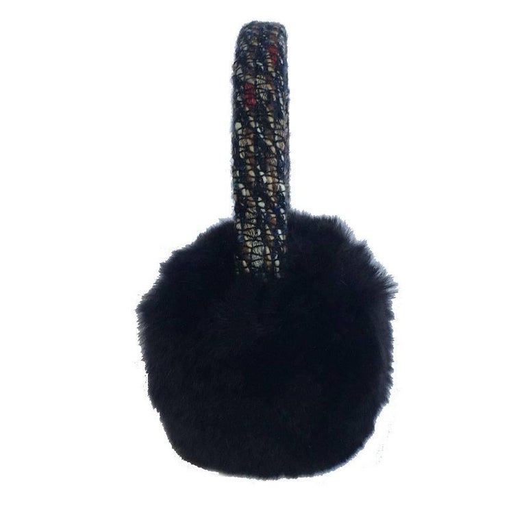 CHANEL Earmuffs in Tweed ant Orylag fur at 1stDibs