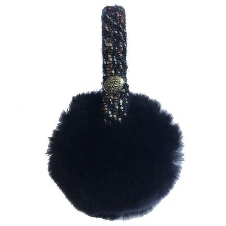 CHANEL Earmuffs in Tweed ant Orylag fur at 1stDibs