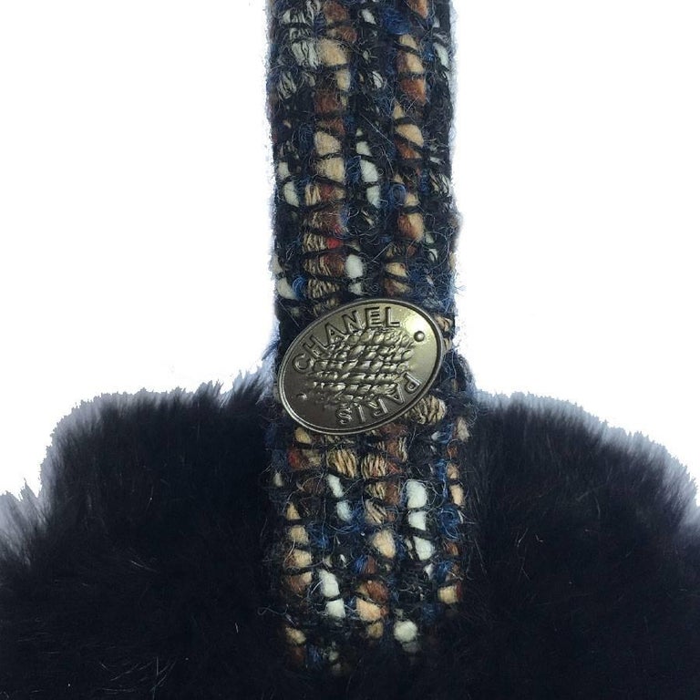 CHANEL Earmuffs in Tweed ant Orylag fur at 1stDibs