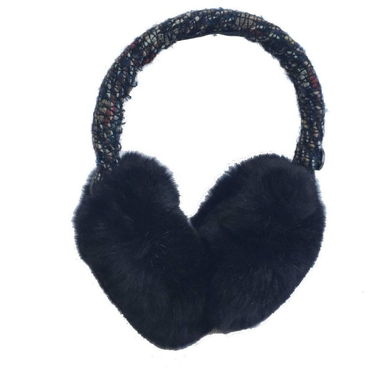 CHANEL Earmuffs in Tweed ant Orylag fur at 1stDibs