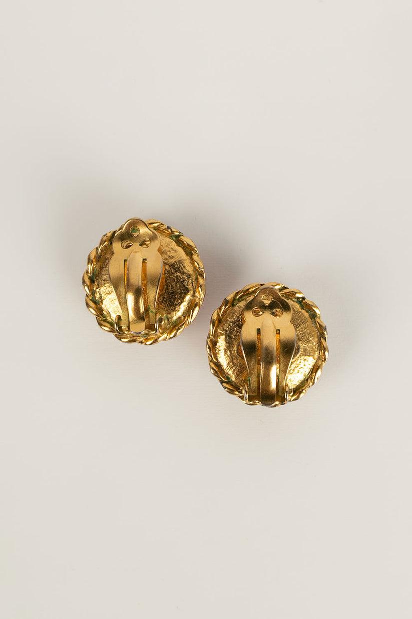 Women's Chanel Earring Clips in Gilded Metal and Cabochons in Glass Paste