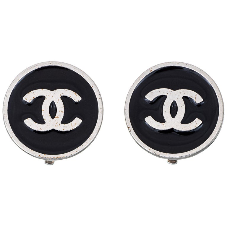 Chanel Small Circular Floral CC Stud Earrings