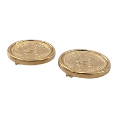 Vintage CHANEL Earrings Coins CC Rue Cambon