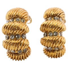 Chanel Earrings. Genuine CHANEL Hoop Crystal Coil Knot Clip on earrings.