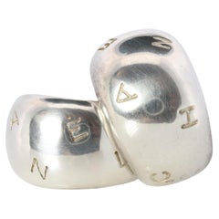 Pendientes Chanel. Auténtico CHANEL Aro Logo Letras Plata de Ley 925