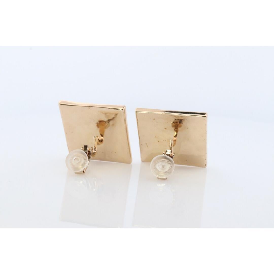 Chanel Earrings. Genuine White and Black Enamel CHANEL Square LOGO Clip on 4
