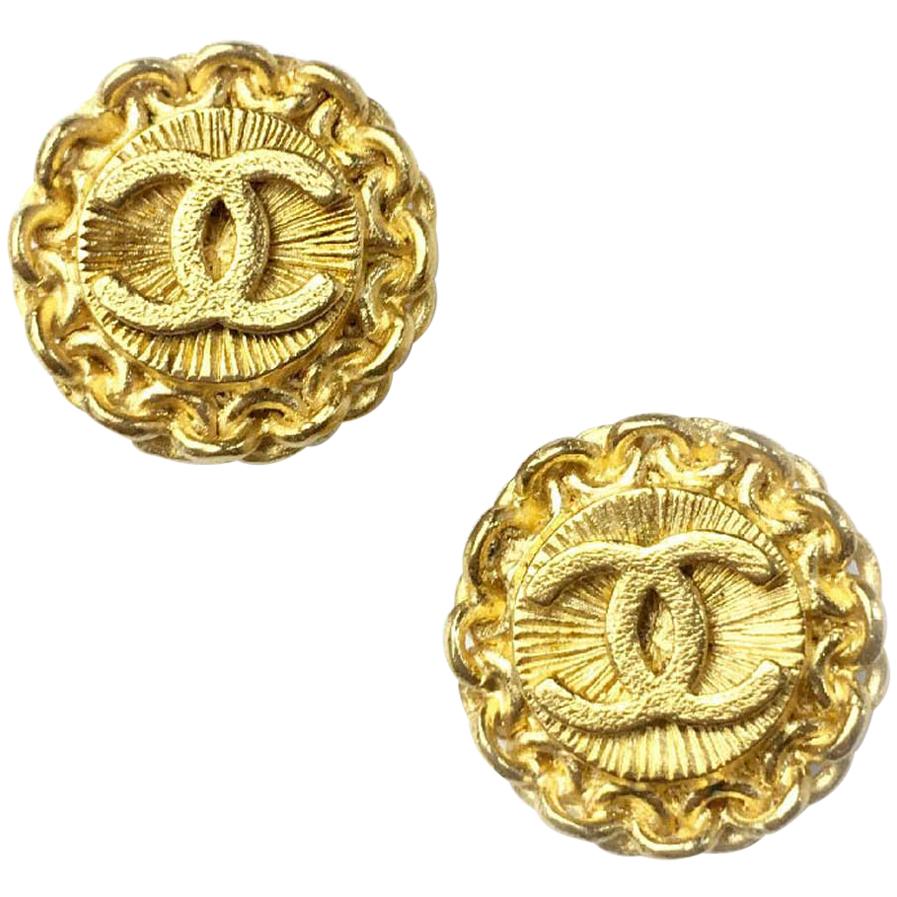 Chanel Earrings Gold Plated 1996