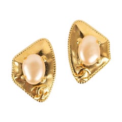 Chanel Earrings in Gilded Metal and Cabochons, Spring 1997
