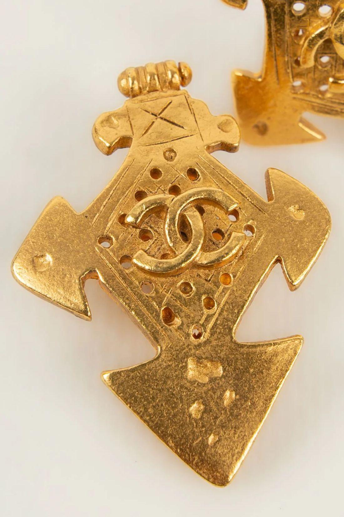 Chanel Ohrringe aus Gold und Metall (Art nouveau) im Angebot