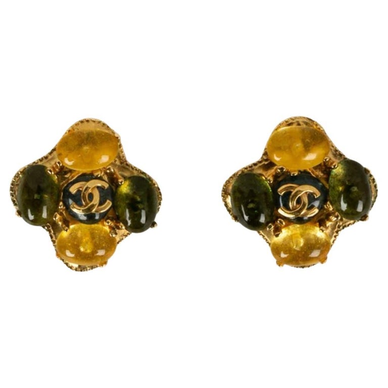 Earrings Chanel Vintage Chanel Earrings 1994 Gabrielle Coco Metal Golden Golden Earrings