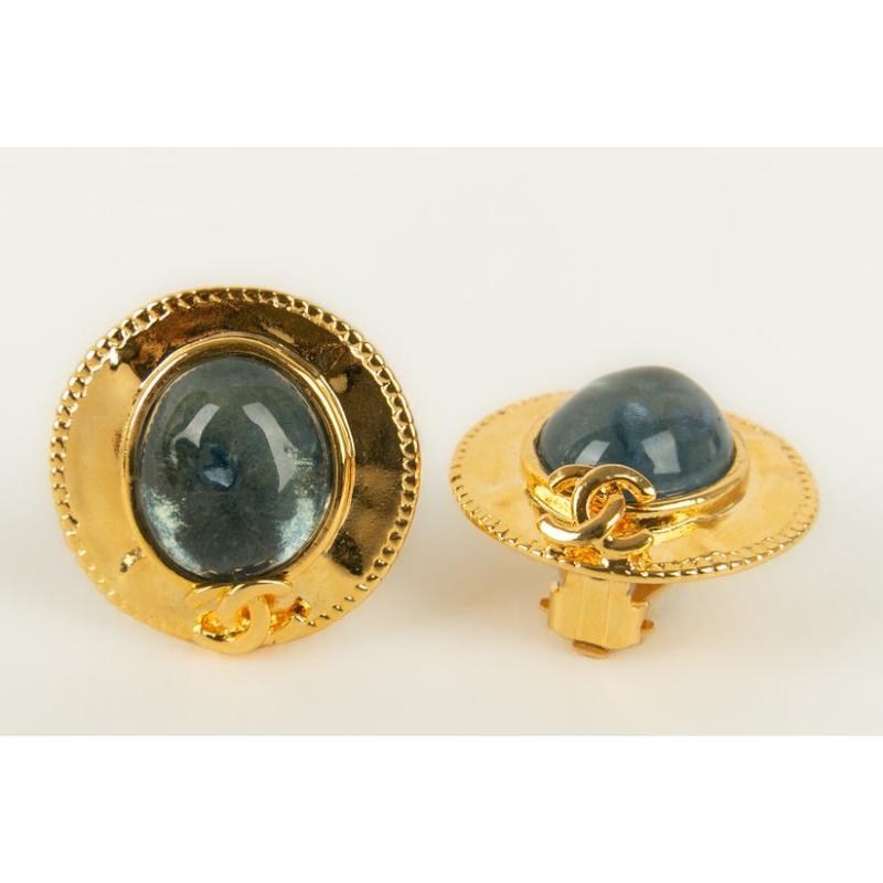 Women's Chanel Earrings in Golden Metal and Glass Paste, 1997