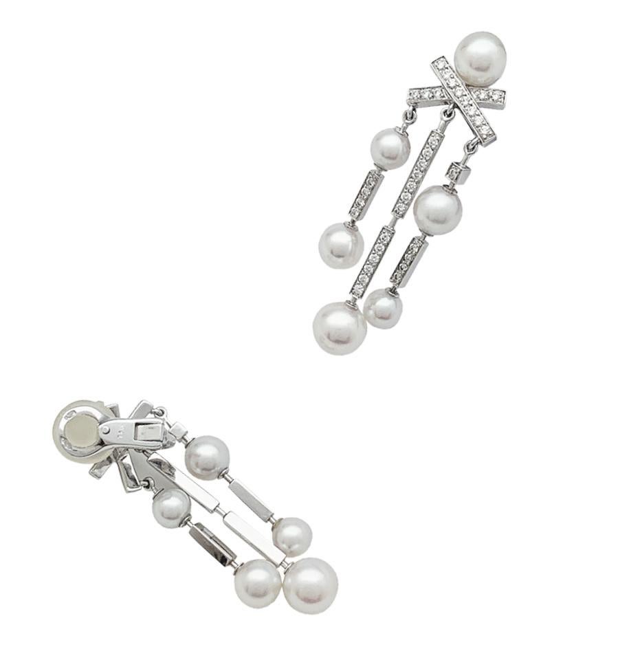 chanel diamond pearl earrings
