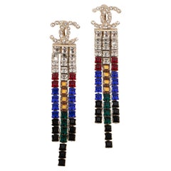 Chanel Earrings Set with Multicolored Rhinestones, 2019