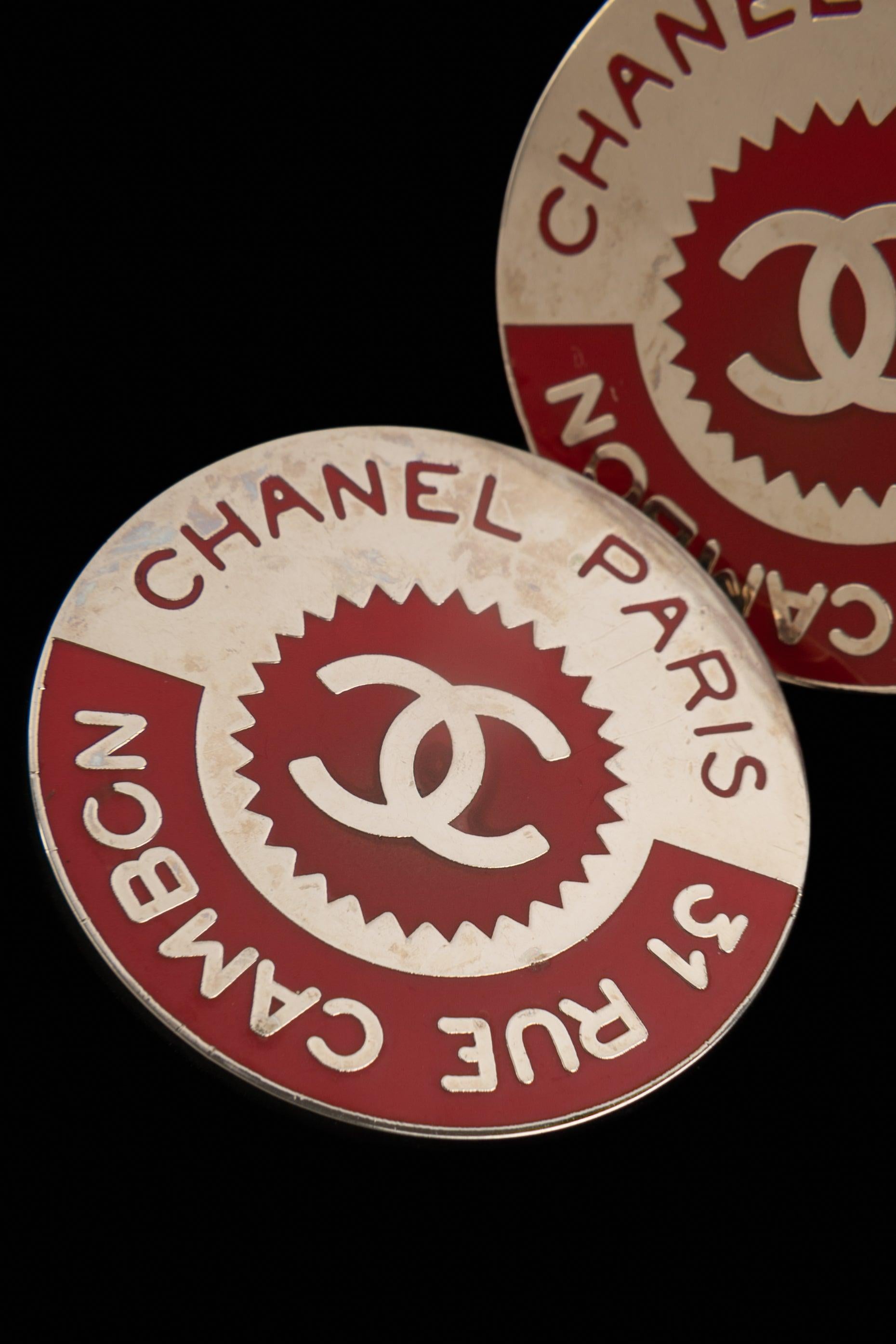 Chanel Earrings Silvery Metal In Good Condition For Sale In SAINT-OUEN-SUR-SEINE, FR