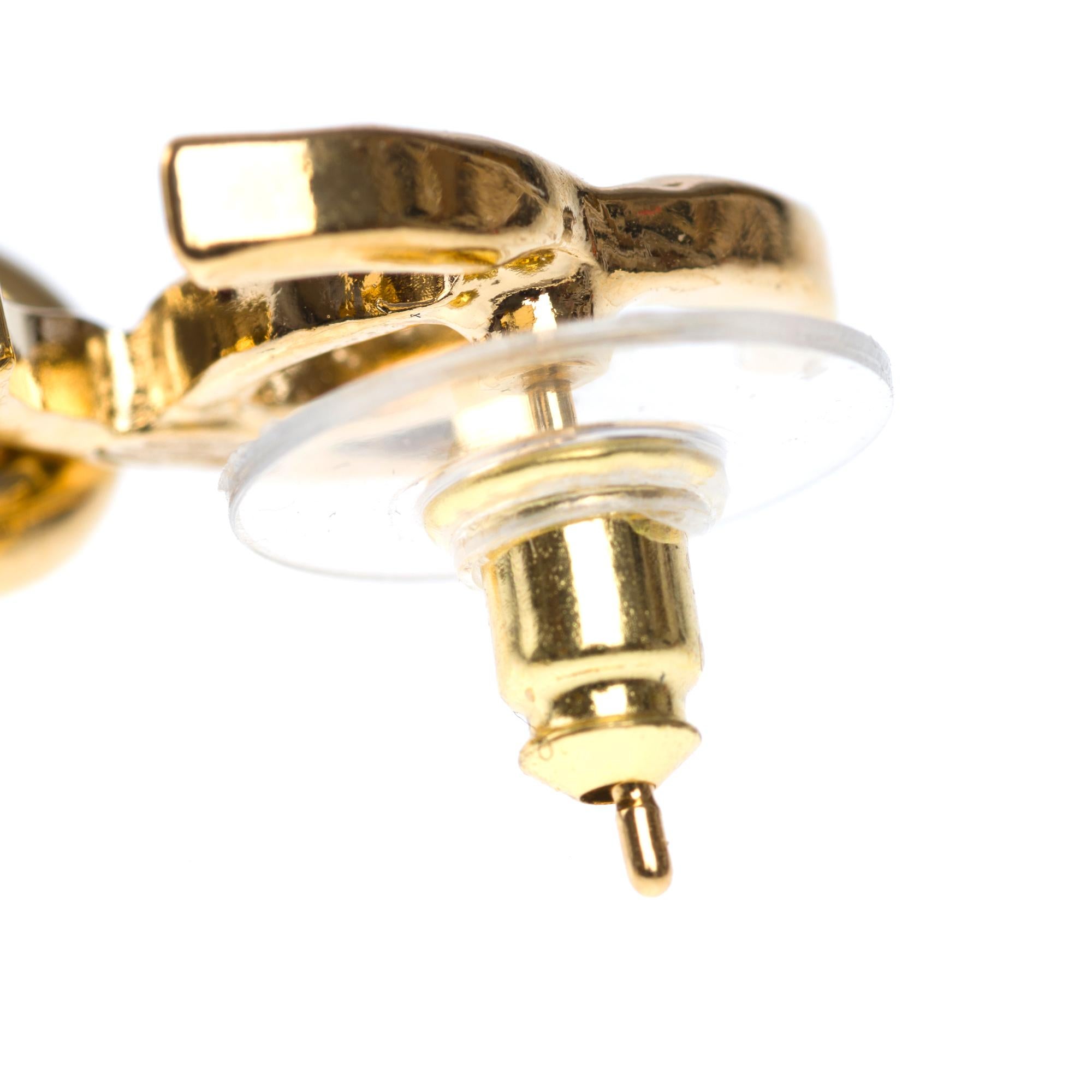 Chanel Earrings with gold metal and brown stone For Sale 1