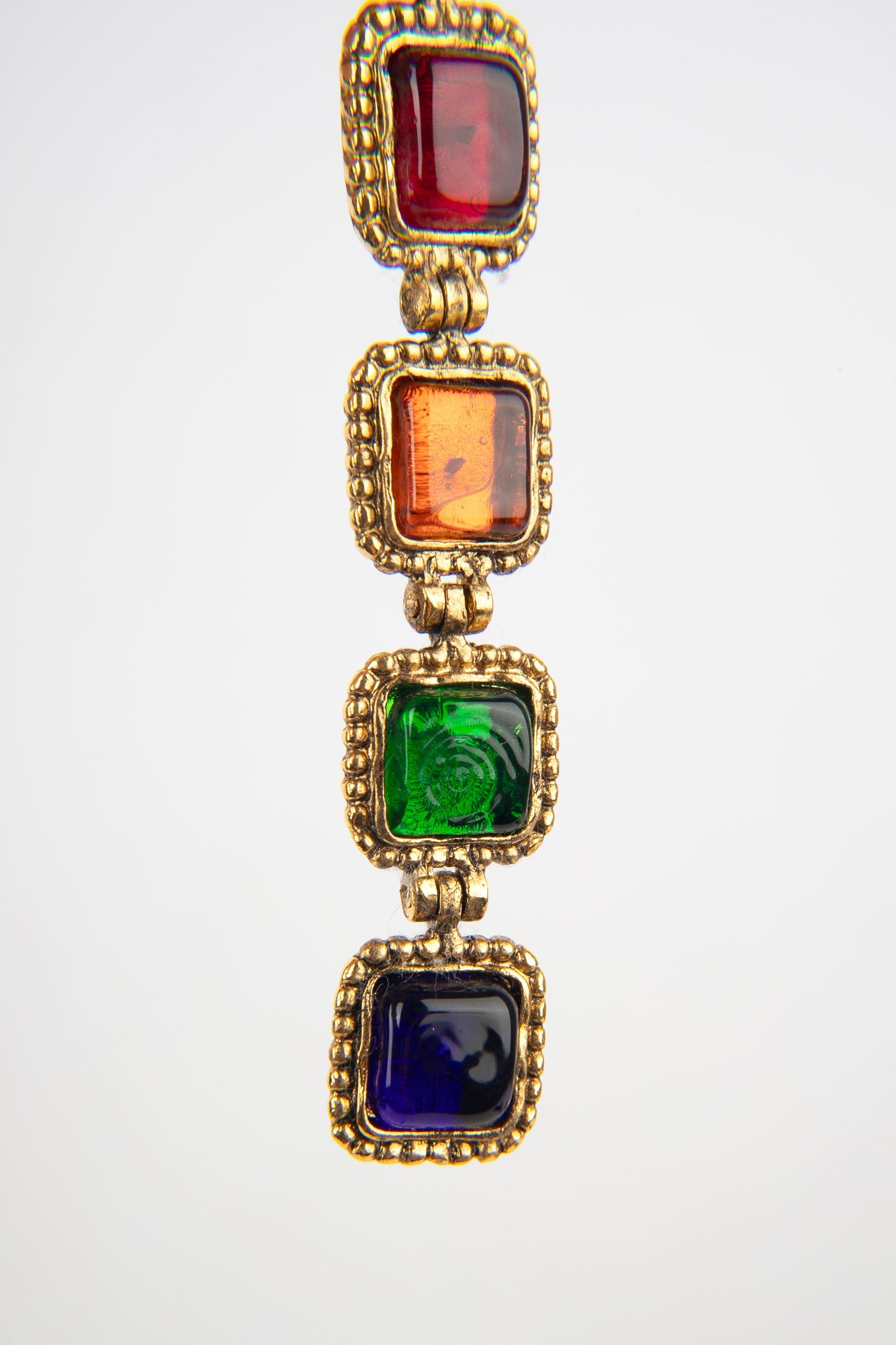Chanel Earrings with Multicolored Glass Paste, 1996 In Excellent Condition In SAINT-OUEN-SUR-SEINE, FR