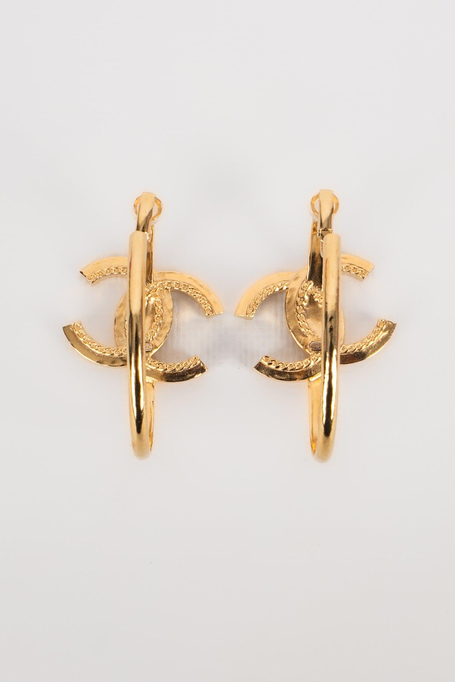 Women's Chanel Earrings with Rhinestoned CC logo, 2022