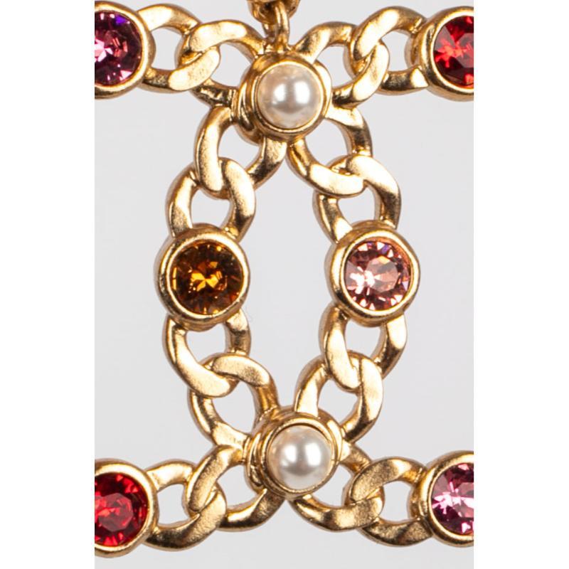 Women's Chanel Earrings with Rhinestones and Costume Pearly Cabochons, 2021