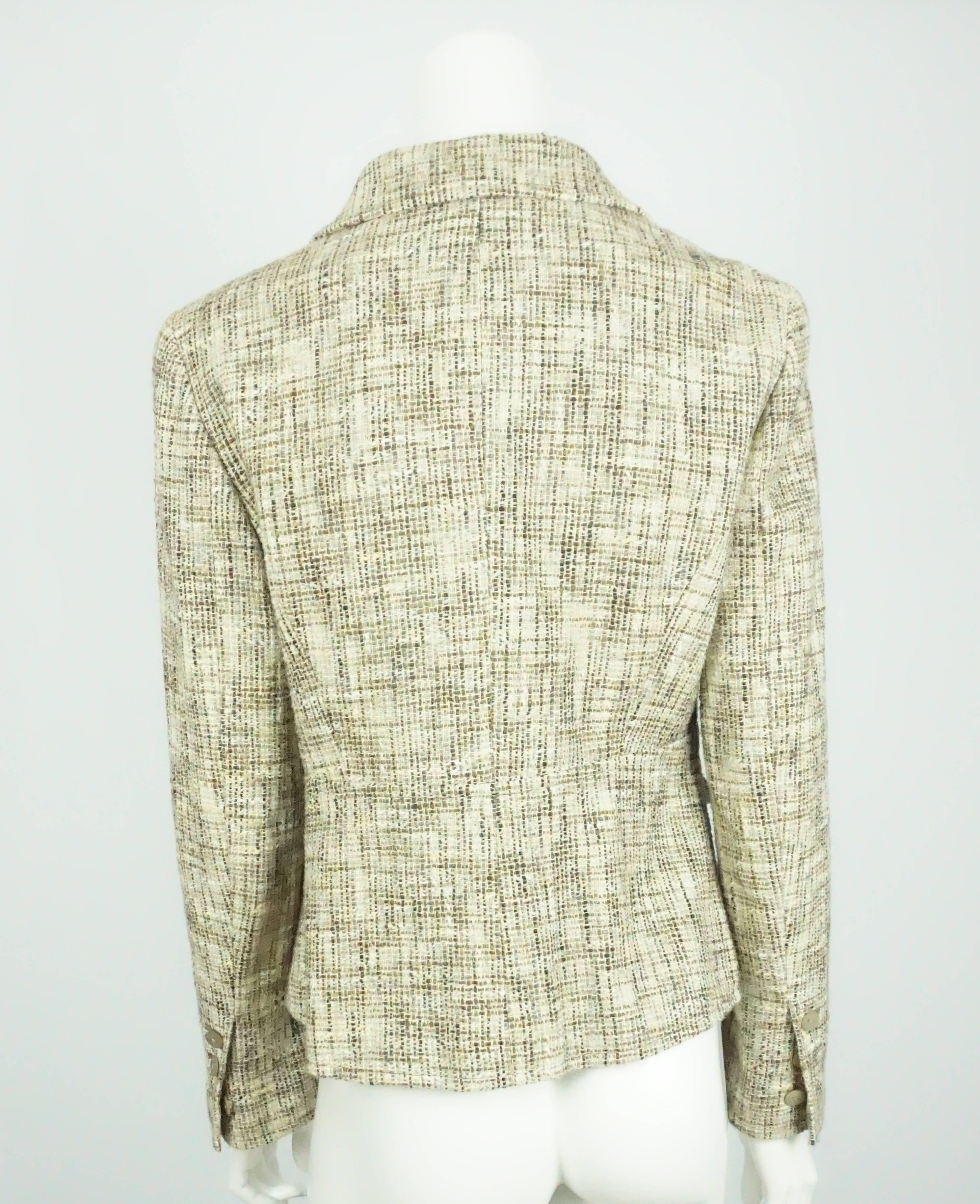 Beige Chanel Earthtone Cotton Tweed Jacket - 42 - 03P