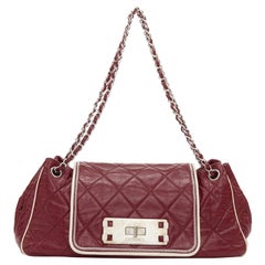 CHANEL East West Accordion Flap red Bordeaux silver chain flap bag