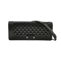 Chanel East West Boy Convertible Chain Shoulder and Clutch Bag Black Patent Leat Chanel East West Boy Convertible Chain Shoulder and Clutch Bag Black Patent Leat