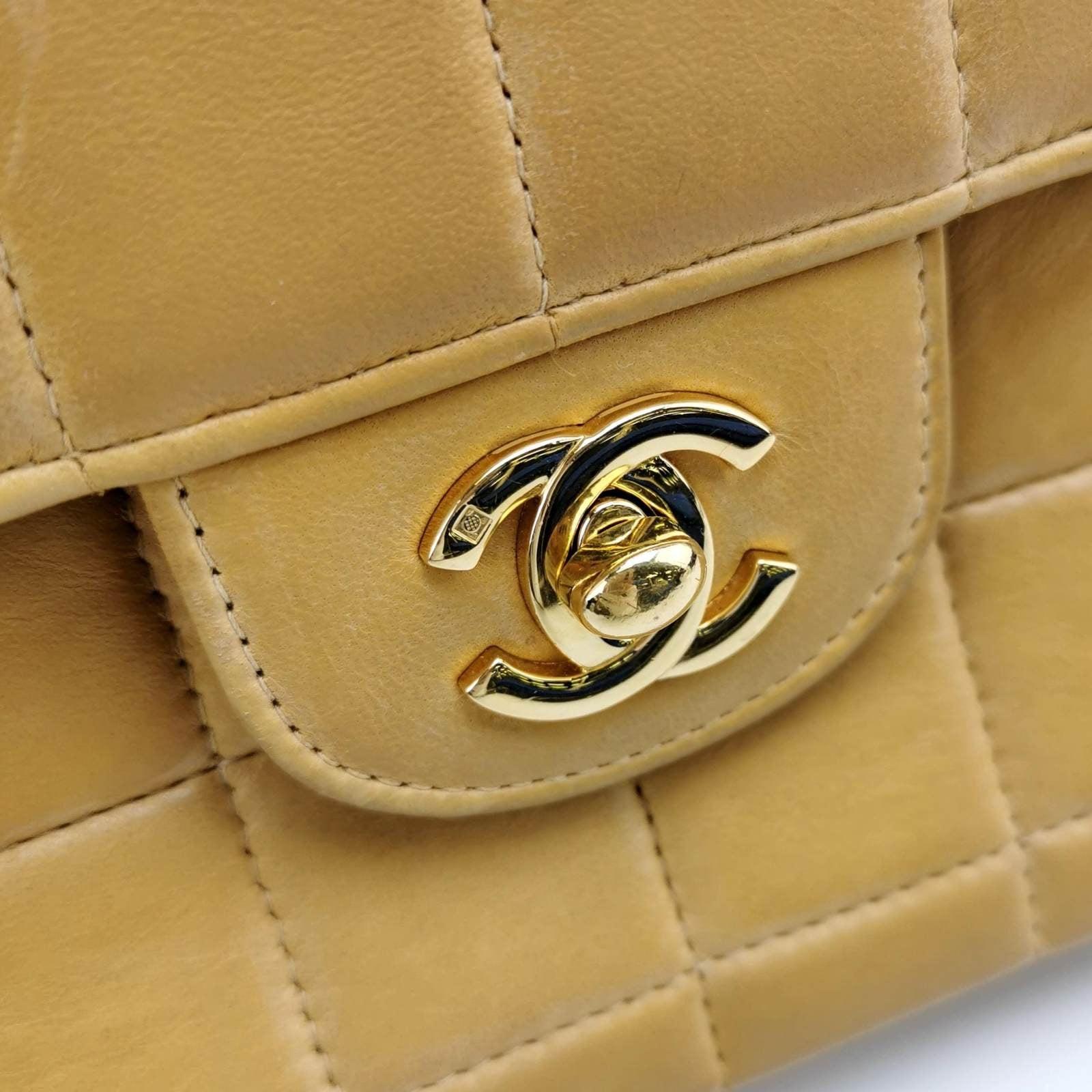 Chanel East West Chocolate Bar Beige Leather 6