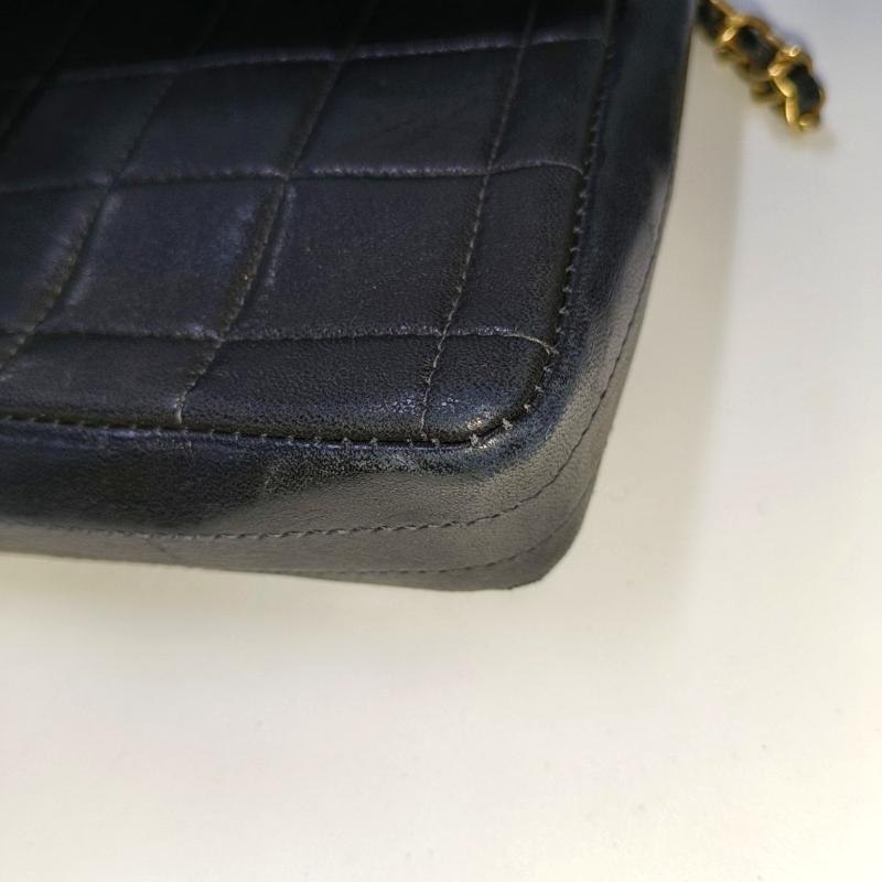 Chanel East West Chocolate Bar Black Leather Blue Interior 8