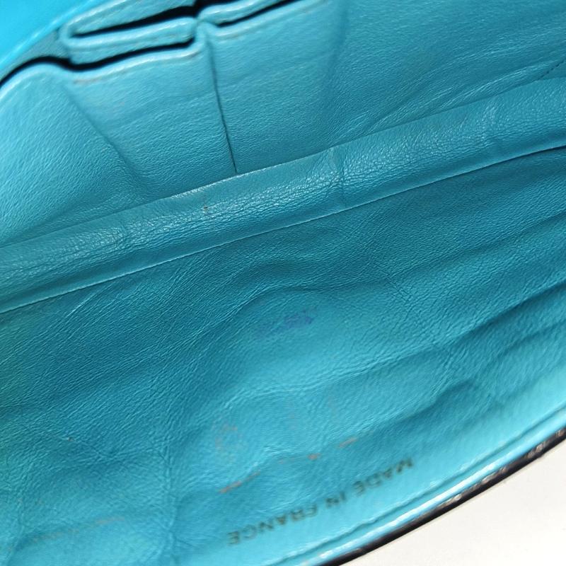 Chanel East West Chocolate Bar Black Leather Blue Interior 12