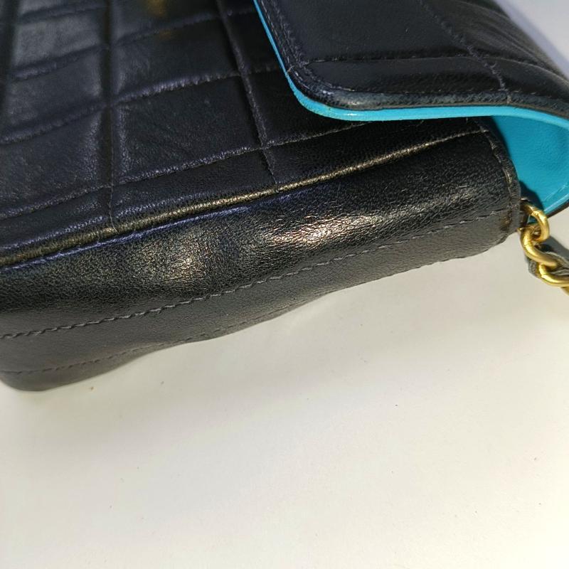 Chanel East West Chocolate Bar Black Leather Blue Interior 5