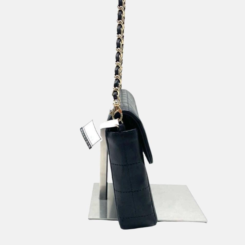 Women's Chanel East West Chocolate Bar Black Leather