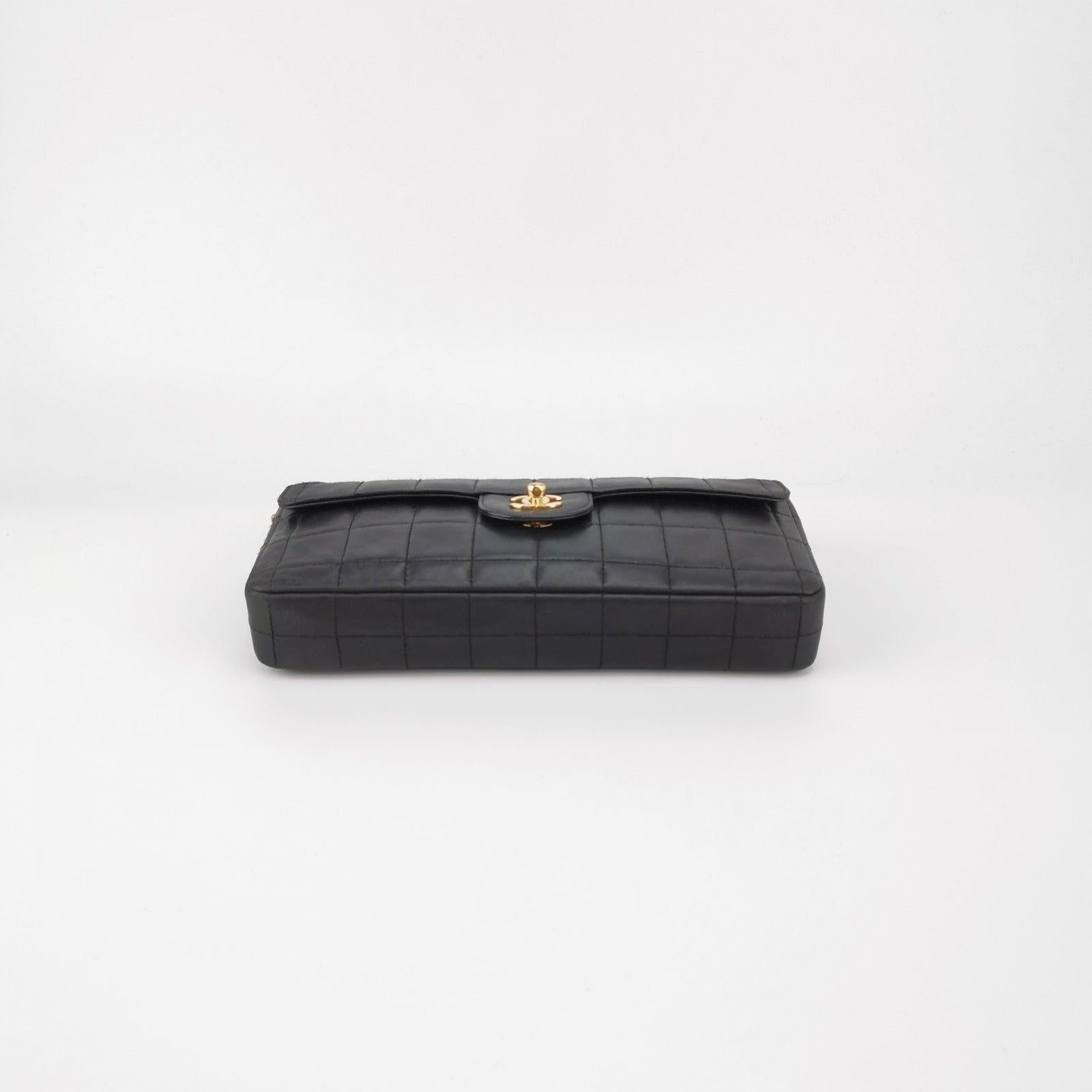 Chanel East West Chocolate Bar Black Leather 1