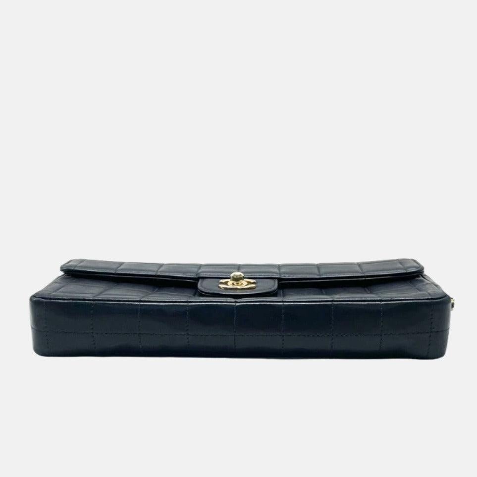 Chanel East West Chocolate Bar Black Leather 1
