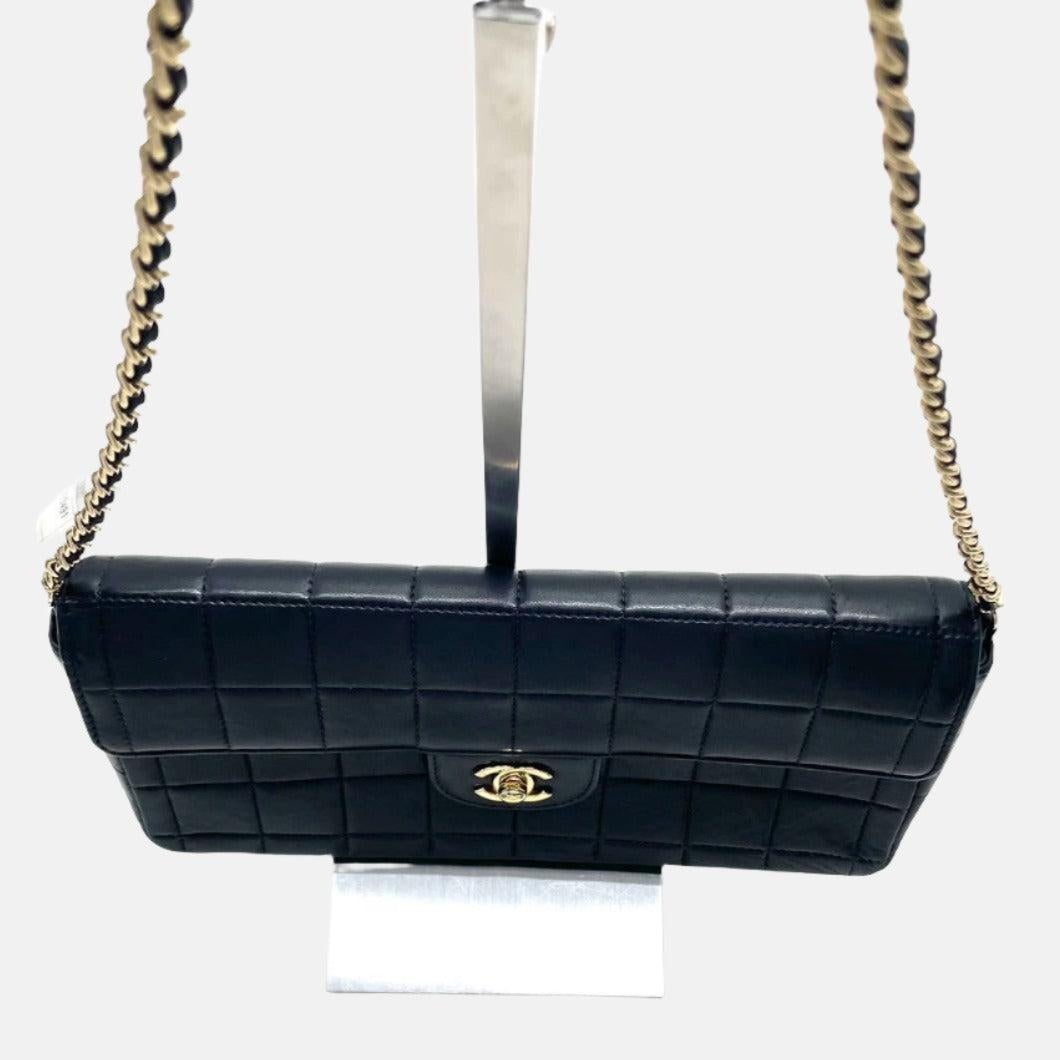 Chanel East West Chocolate Bar Black Leather 2