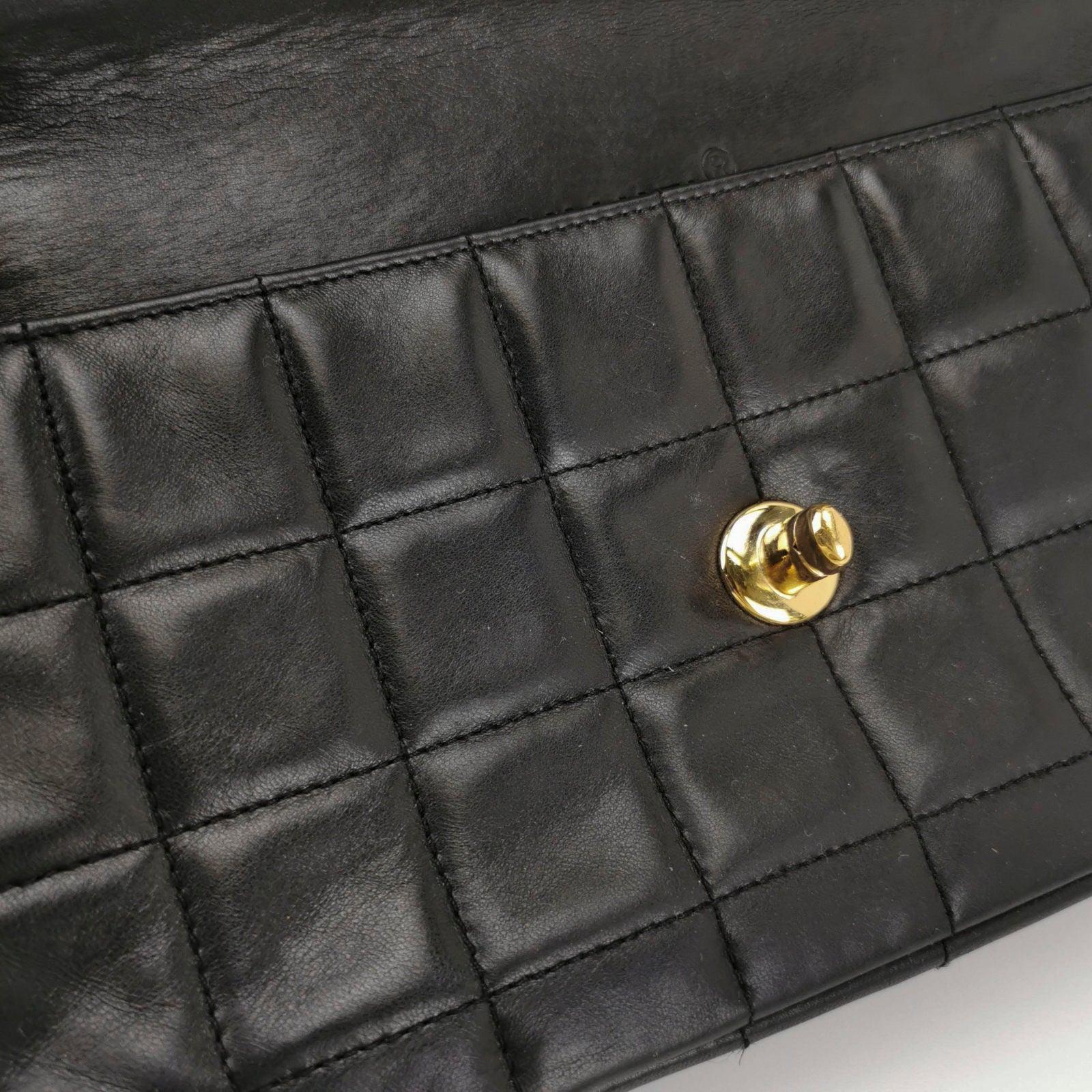 Chanel East West Chocolate Bar Black Leather 3
