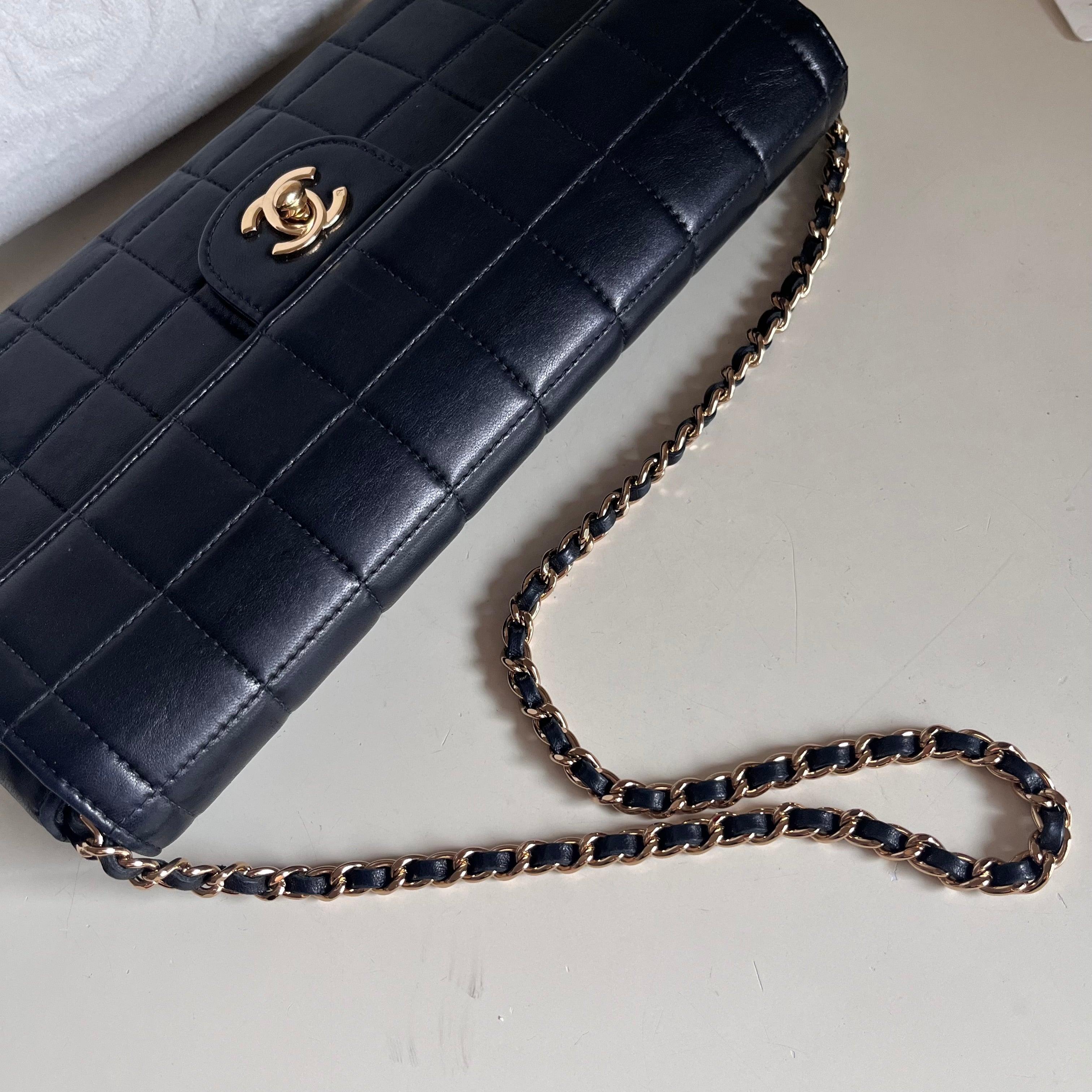 Chanel East West Chocolate Bar Black Leather 3