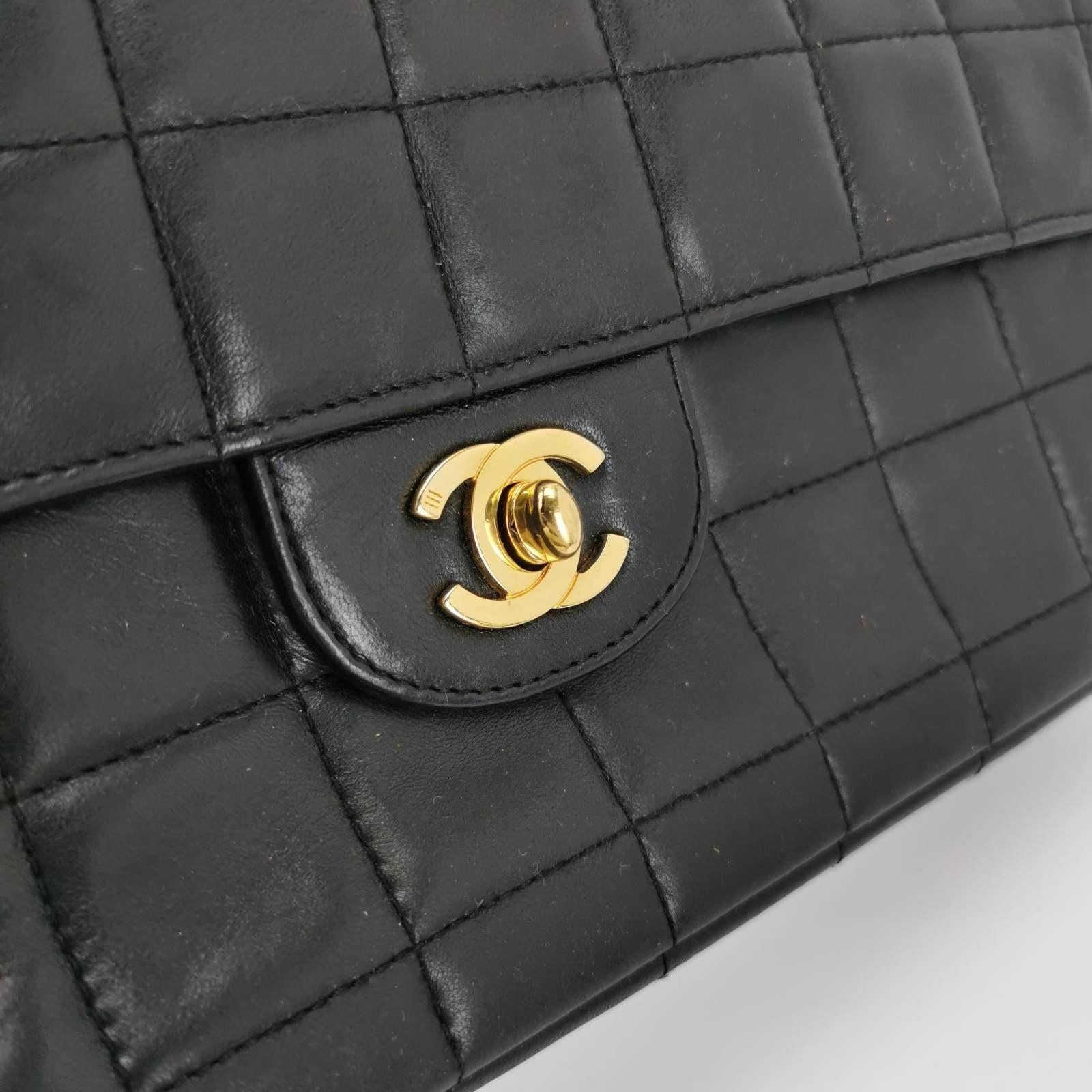 Chanel East West Chocolate Bar Black Leather 4