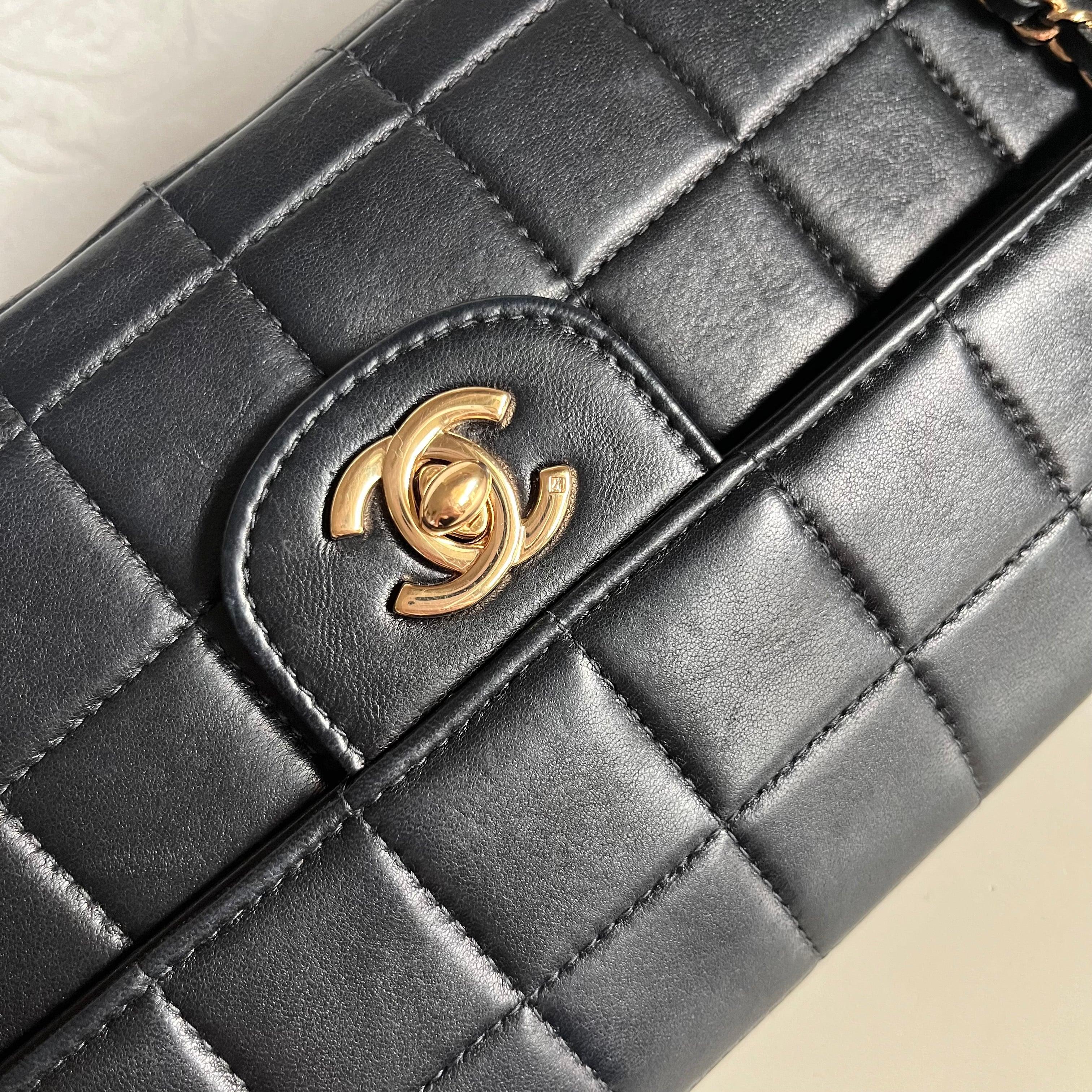 Chanel East West Chocolate Bar Black Leather 4