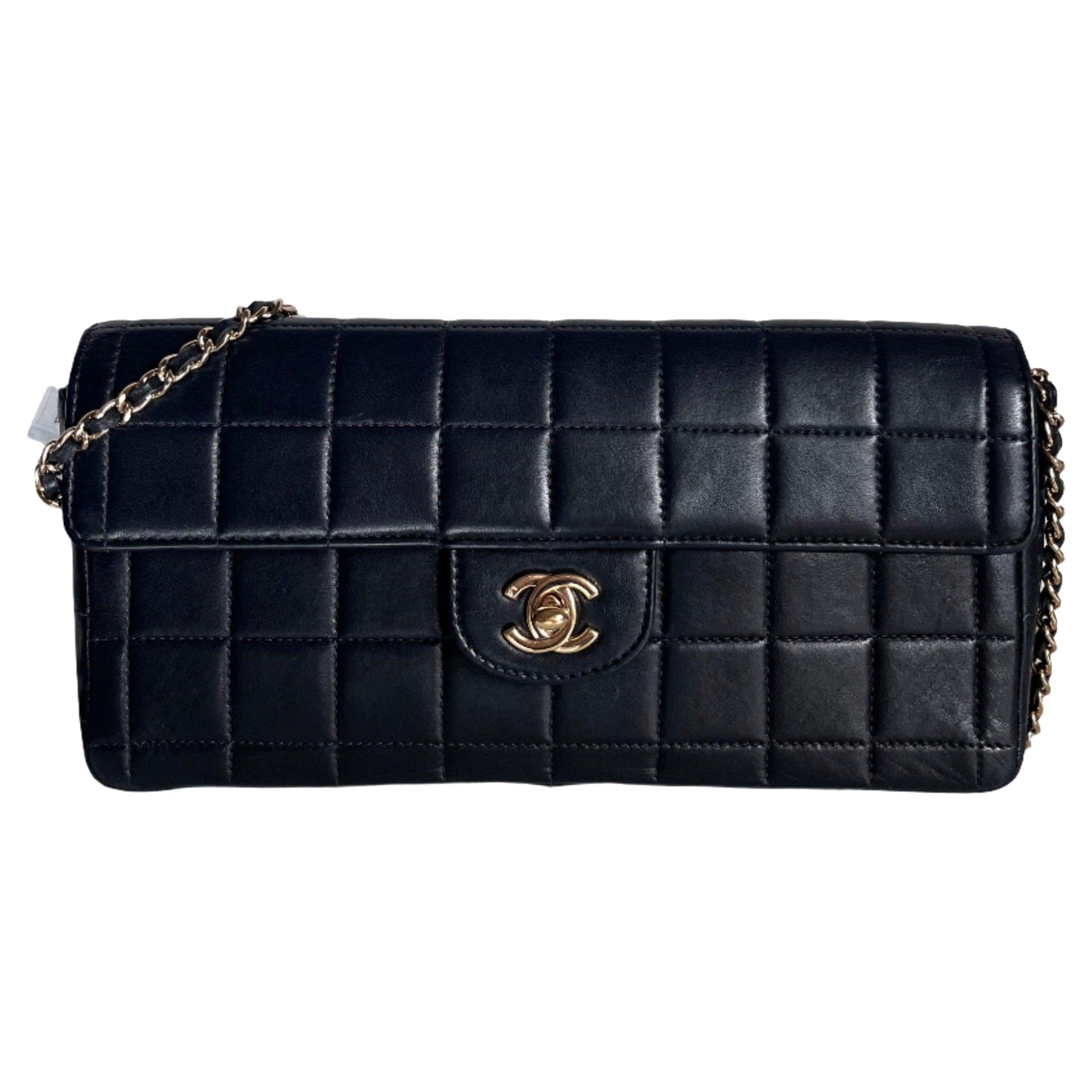 Chanel East West Chocolate Bar Black Leather