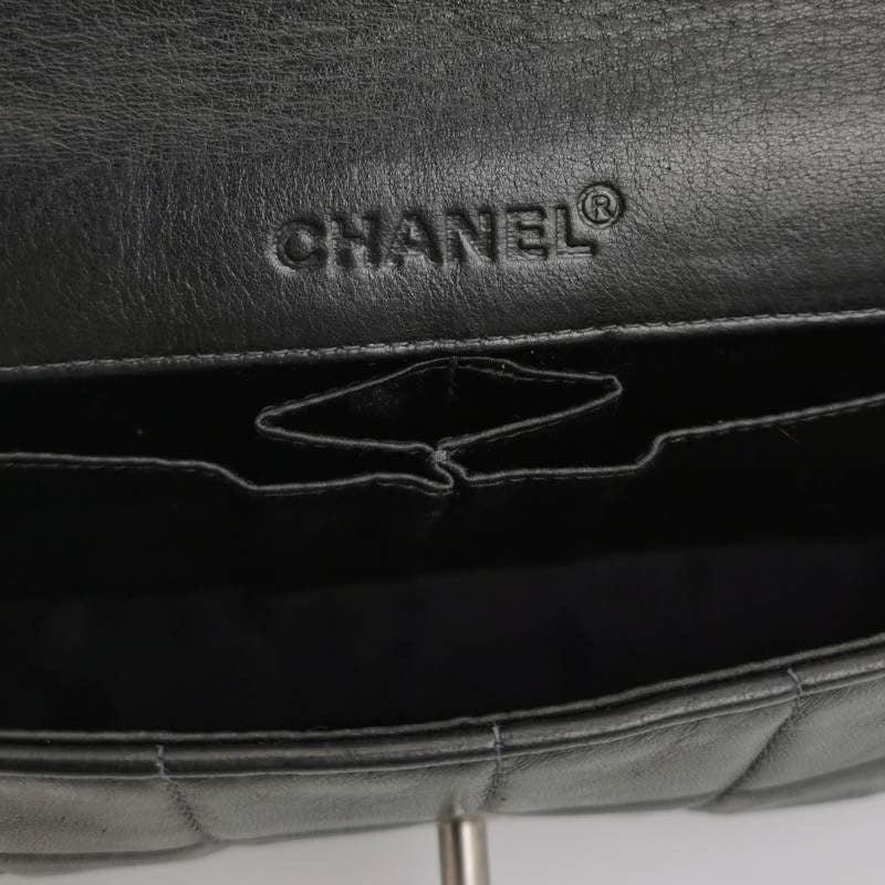 Women's Chanel East West Chocolate Bar Black Leather Silver Hardware, 2000-2002