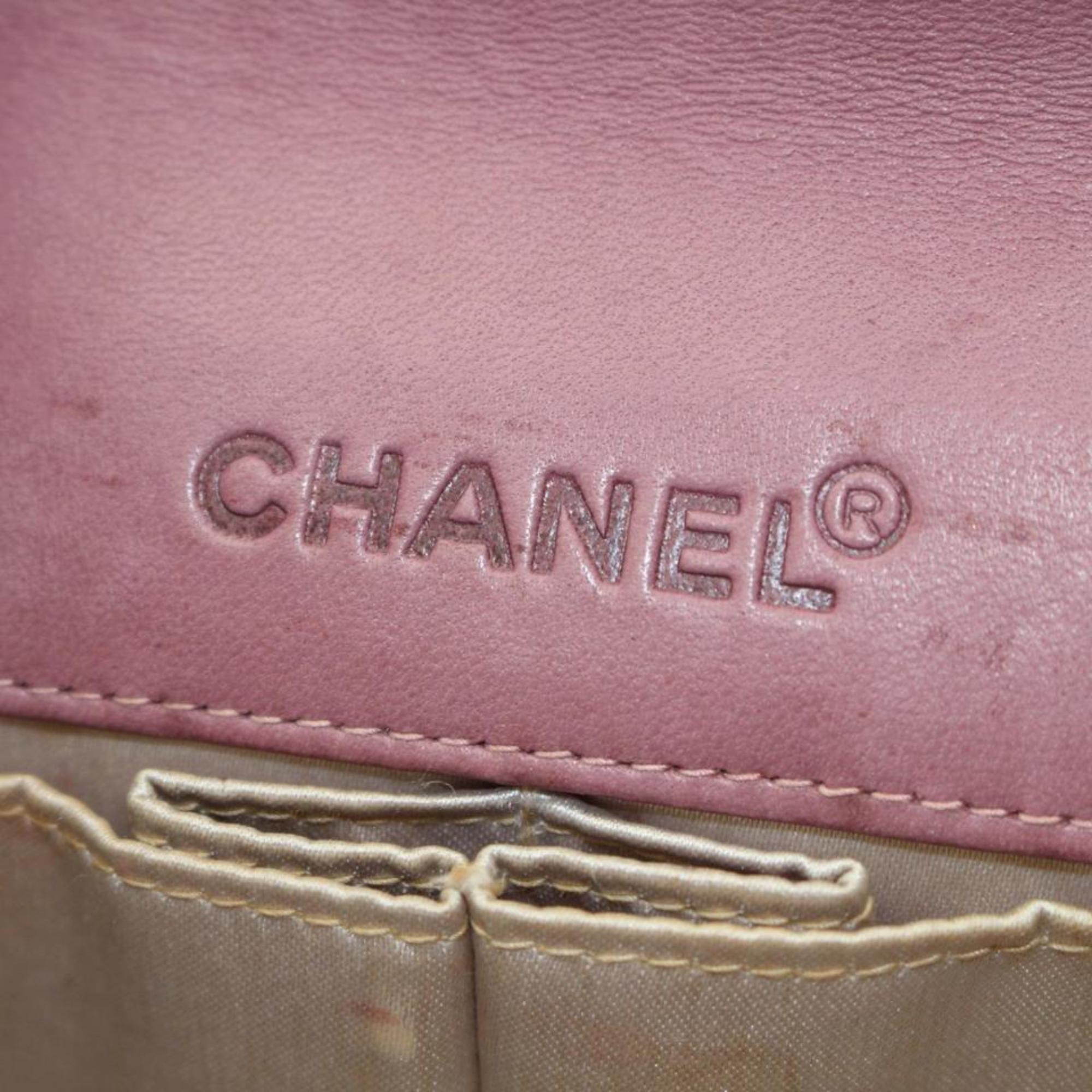 Beige Chanel East West Chocolate Bar Chain Flap 869394 Pink Canvas Shoulder Bag For Sale